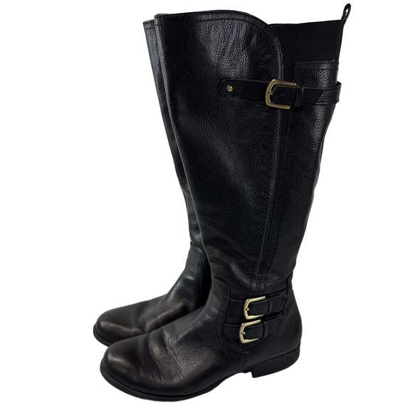 Naturalizer Johanna Womens 7M Black Leather Tall Boots N5 Comfort Wide Shaft - Picture 1 of 9